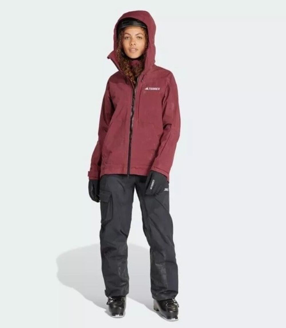 NEW $500 adidas Terrex Women's Techrock 3-Layers Alpine Skiing Jacket S Dark Red